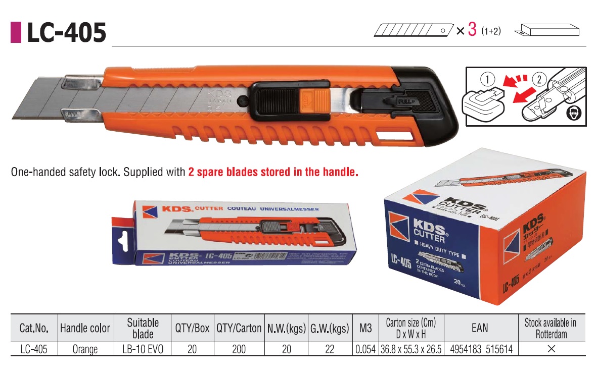 Beta - 1772M Cutter a lama retrattile di sicurezza fornito con 4 lame